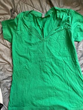 Next Level Apparel Bright Green V-Neck Short Sleeve Tee